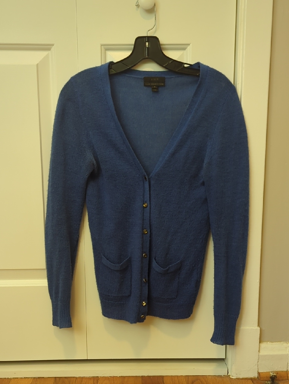 J. Crew S Royal Blue V-Neck Long Sleeve Cardigan Italian Spun Alpaca Blend